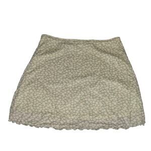 RSQ Green Floral Daisy Mini Skirt Ribbed Knit Lined Lettuce Hem Women’s XL